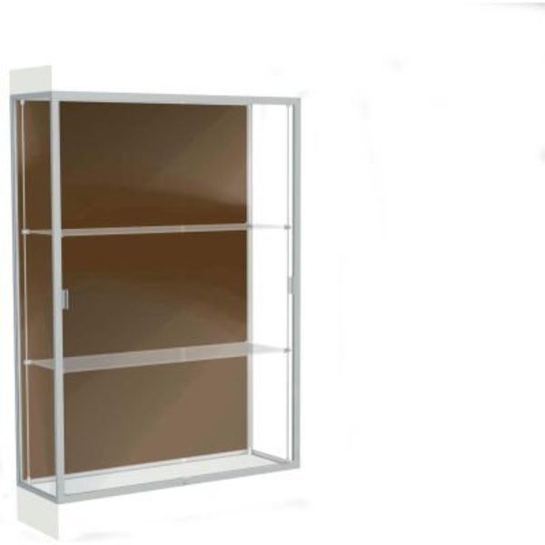 Waddell Display Case Of Ghent Edge Lighted Floor Case, Chocolate Back, Satin Frame, 6" Frosty White Base, 48"W x 76"H x 20"D 92LFCO-SN-FW